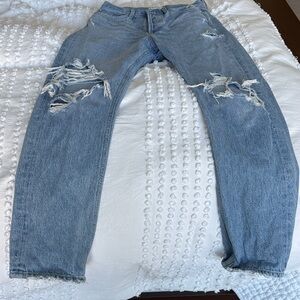 Agolde 90’s loose straight jeans in light wash destructed size 24